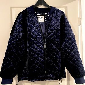 DKNY SPORT Crushed Velvet Quilted Bomber Jacket
